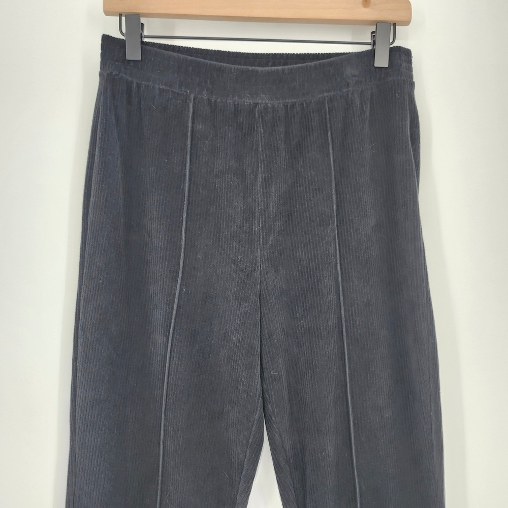 Aerie Groove On Ribbed Velour Flare Pant Size M Black Wide Wale Cozy Soft Grunge - Picture 3 of 8